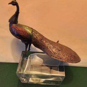 1910 Original Hans Erfrl Tin Plate Clockwork Peacock