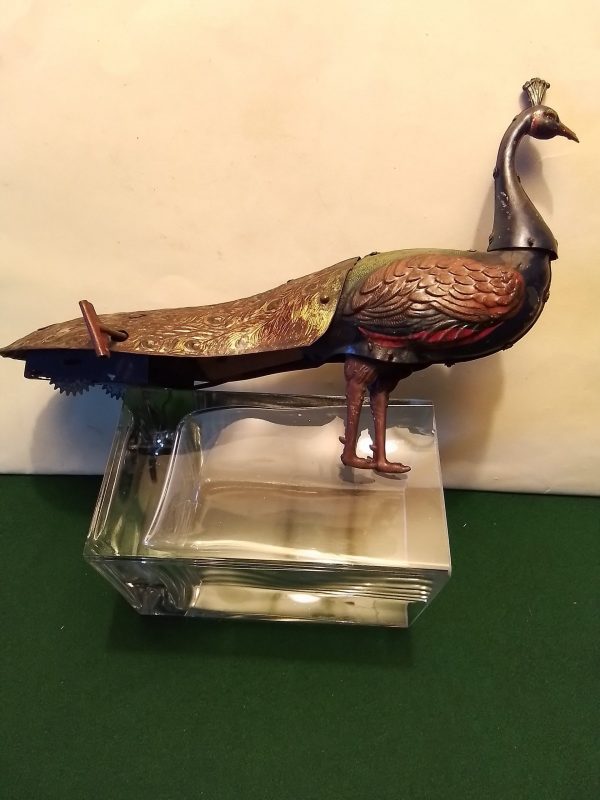 1910 Original Hans Erfrl Tin Plate Clockwork Peacock - Image 3