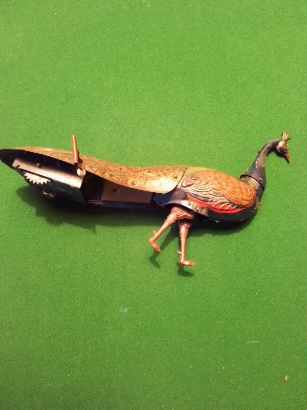 1910 Original Hans Erfrl Tin Plate Clockwork Peacock - Image 2