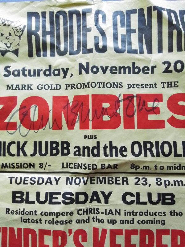 1960s Pop Poster Zombies signed by Colin bluestone Plus the Animals - Image 2